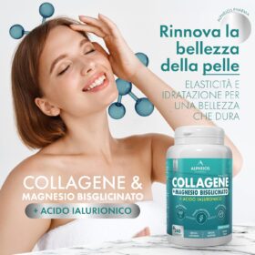 Collagene e Acido Ialuronico + Magnesio Bisglicinato – 240 Compresse, 3000 mg Collagene Idrolizzato con Vitamina C e Coenzima Q10 Integratore