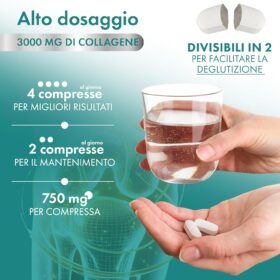 Collagene e Acido Ialuronico + Magnesio Bisglicinato – 240 Compresse, 3000 mg Collagene Idrolizzato con Vitamina C e Coenzima Q10 Integratore Articolazioni, Ossa